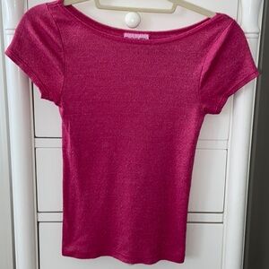 Michael Stars Early Y2K Pink Shimmer T Shirt - One Size